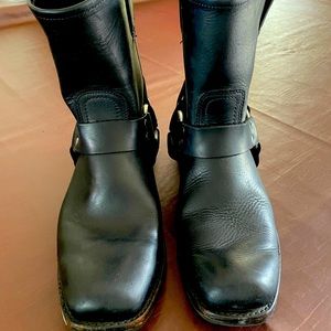 Mens Black Frye Moto Boots